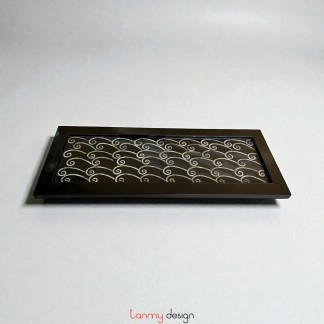 Rectangular lacquer tray with round pearl waves 19.5*51.5cm